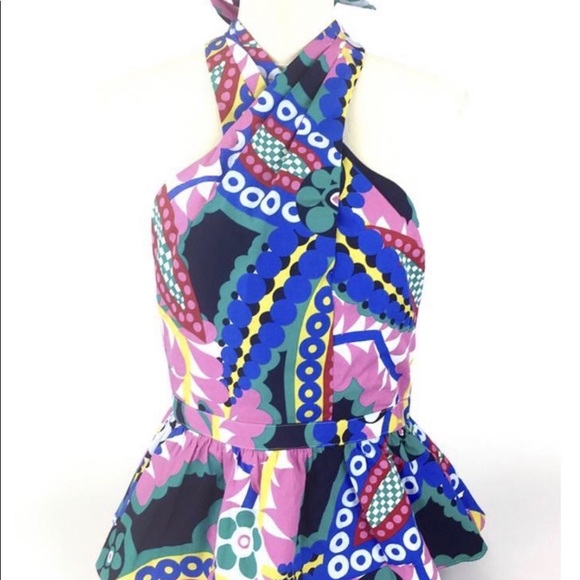 J Crew Kaleidoscope Floral Size XXS Halter Top - Picture 2 of 3